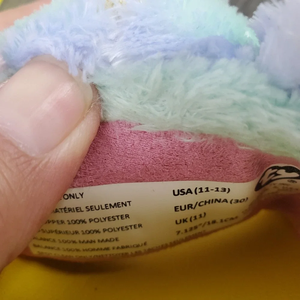 TY Heather Unicorn Kitty Slide Sandals‎ Yellow / Multicolor Youth 11-13